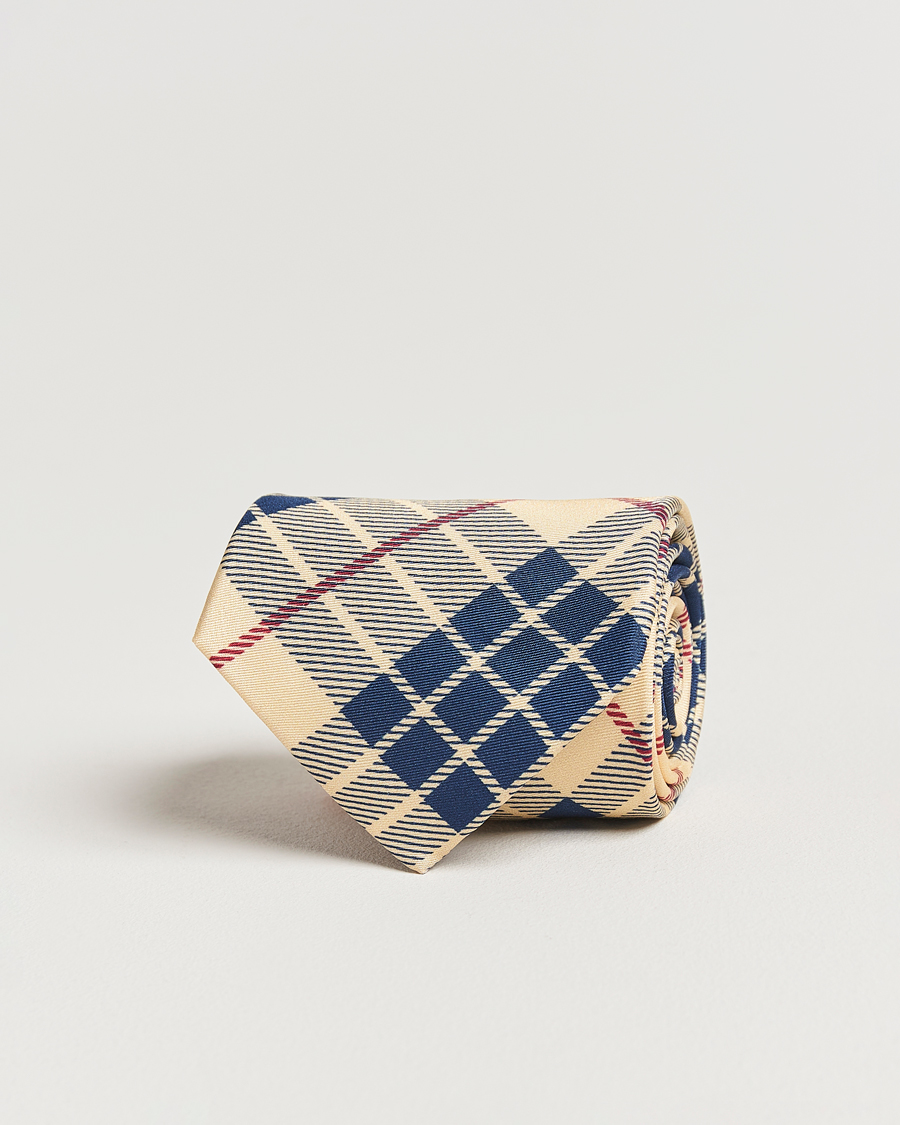 Men | GANT 240 Mulberry Street Printed Check Silk Tie Dusty Light Yellow | GANT 240 Mulberry Street | Printed Check Silk Tie Dusty Light Yellow