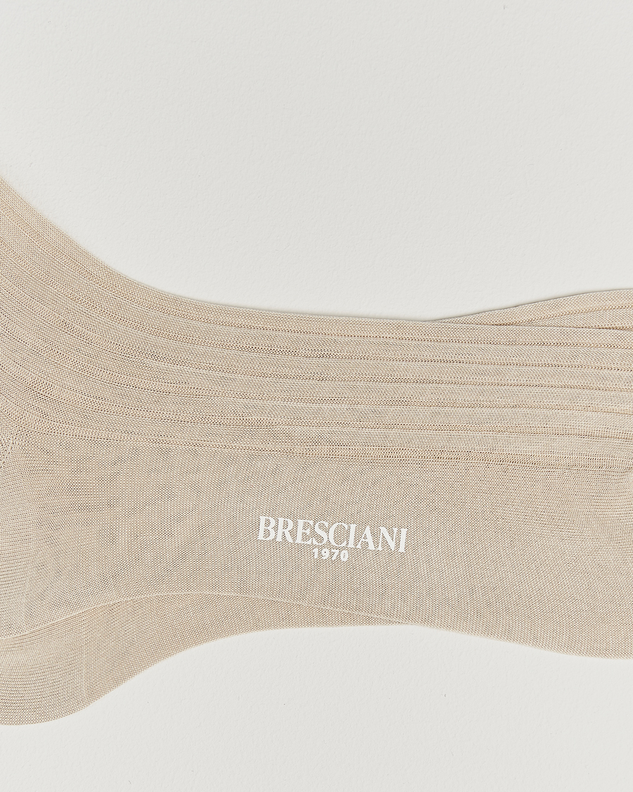 Men | Underwear & Socks | Bresciani | Cotton Ribbed Short Socks Light Beige