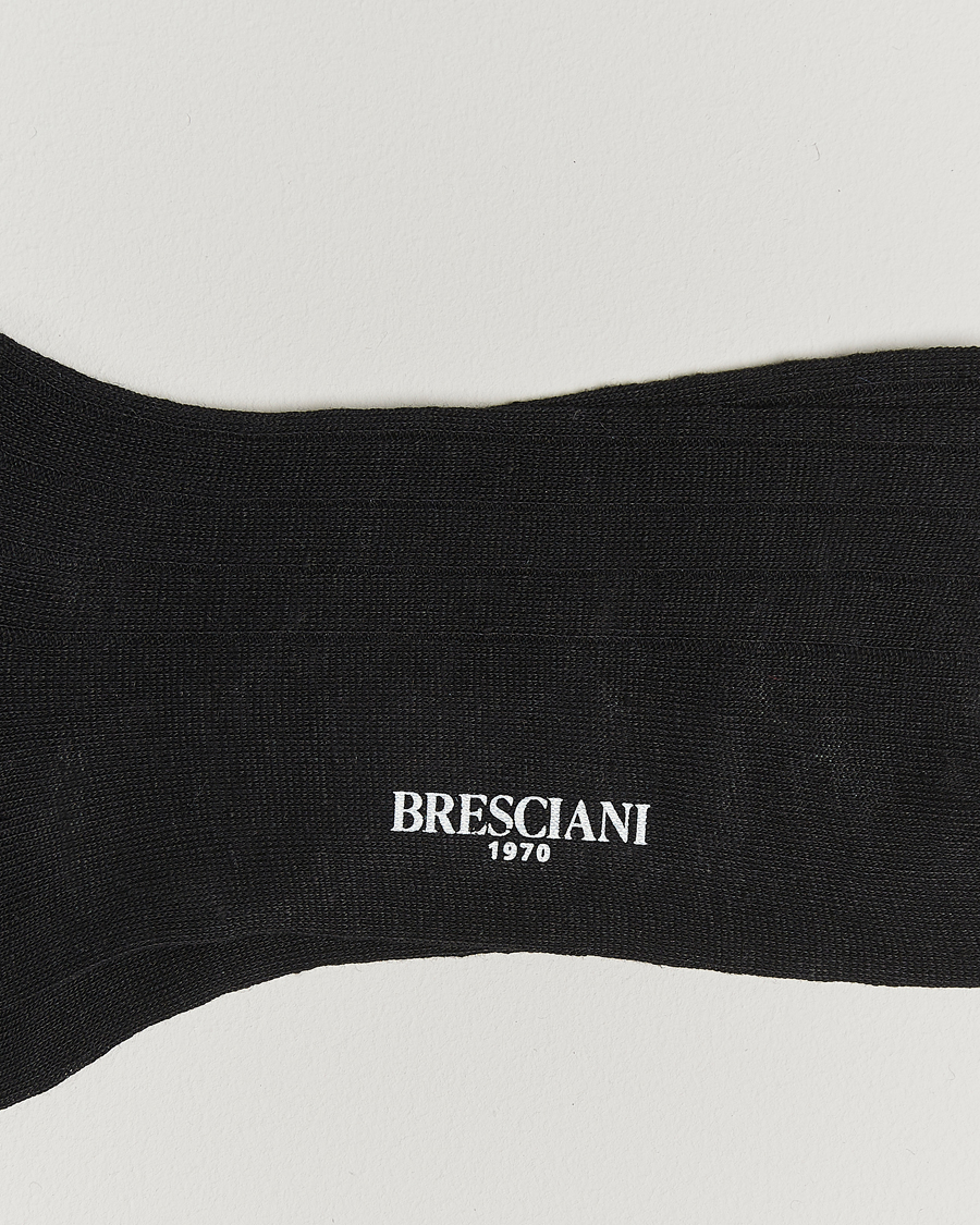 Men | Underwear & Socks | Bresciani | Linen Ribbed Short Socks Black