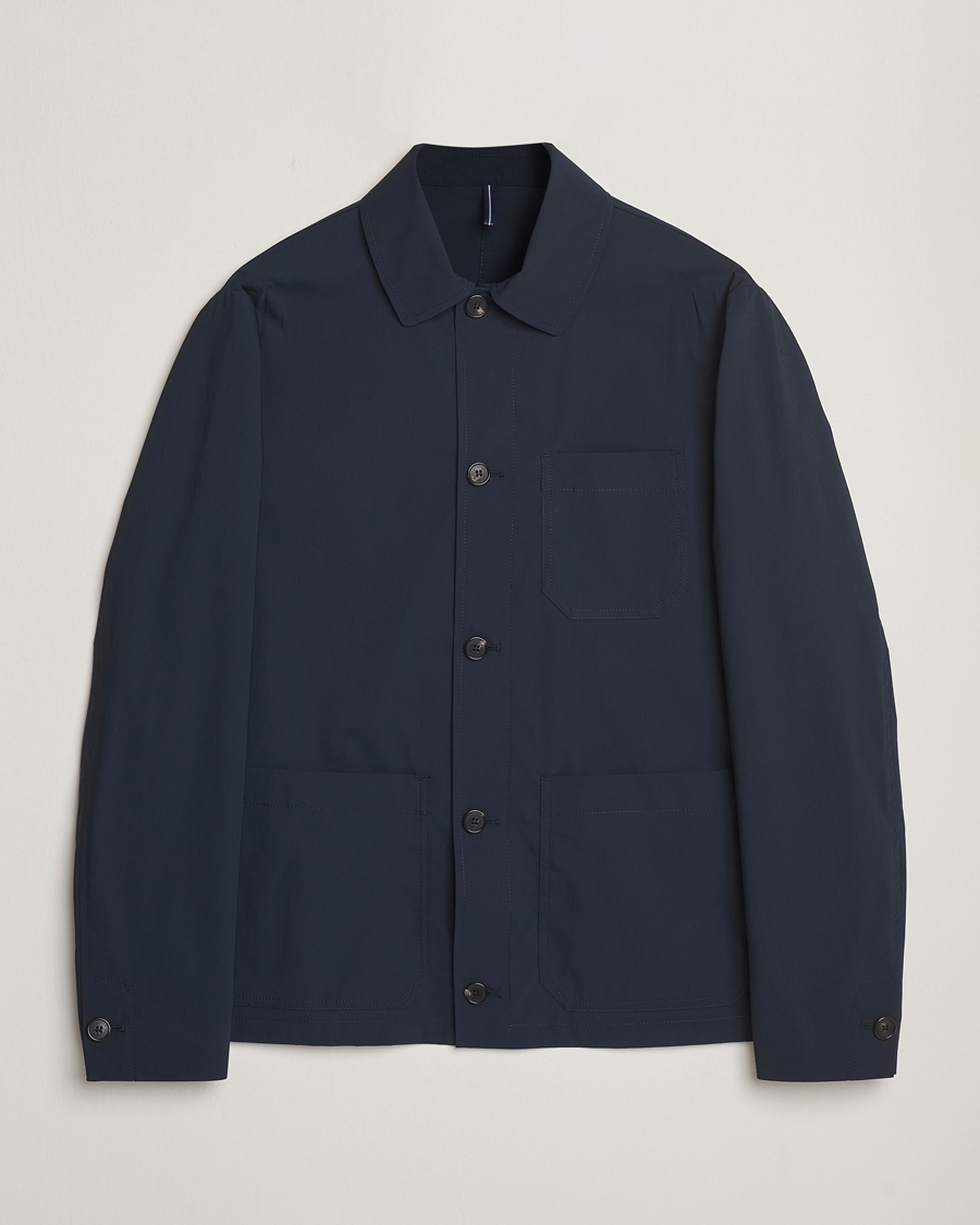 Men | Coats & Jackets | Incotex | Cotton Poplin Shirt Jacket Navy
