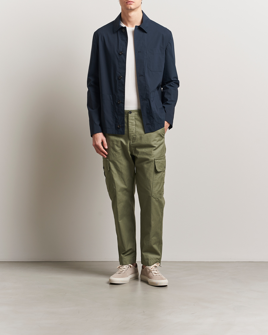 Men | Coats & Jackets | Incotex | Cotton Poplin Shirt Jacket Navy