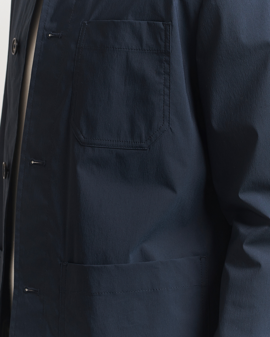 Men | Coats & Jackets | Incotex | Cotton Poplin Shirt Jacket Navy