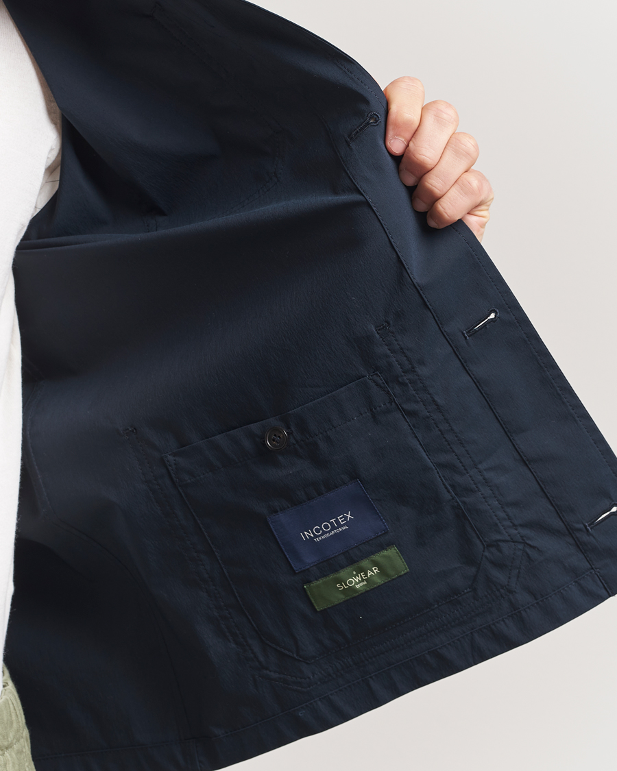 Men | Coats & Jackets | Incotex | Cotton Poplin Shirt Jacket Navy