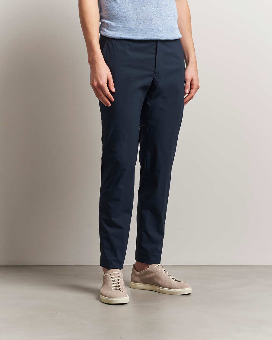 Men | Trousers | Incotex | Cotton Poplin Drawstring Pants Navy