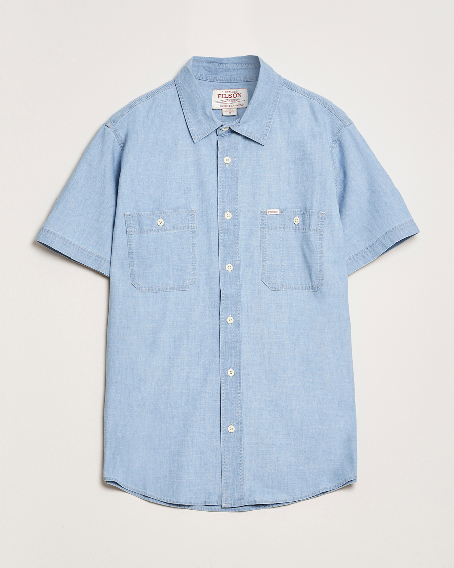 Men | Shirts | Filson | Short Sleeve Chambray Shirt Light Indigo
