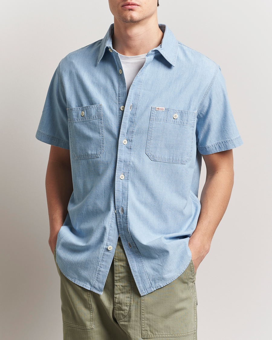 Men | Shirts | Filson | Short Sleeve Chambray Shirt Light Indigo