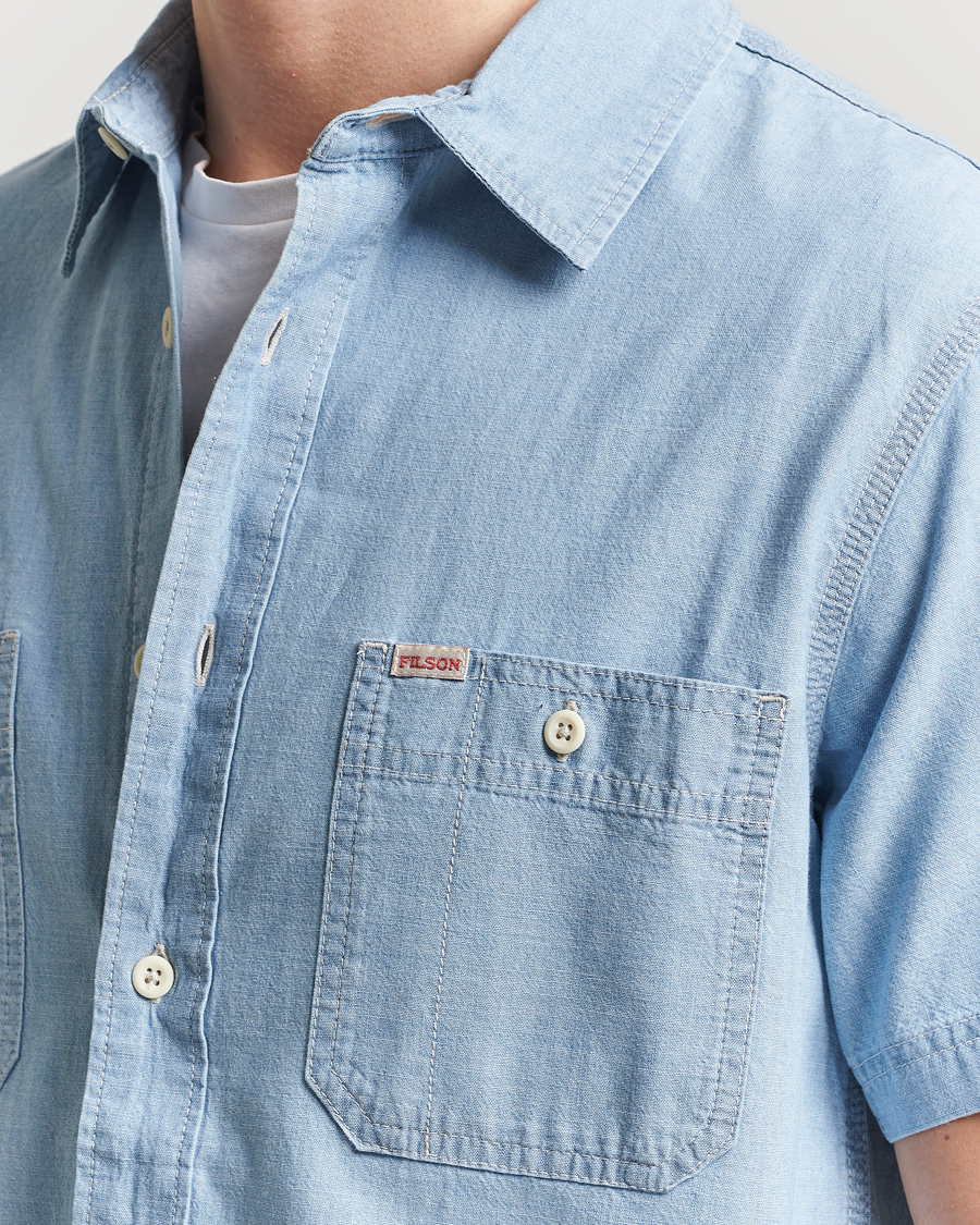 Men | Shirts | Filson | Short Sleeve Chambray Shirt Light Indigo