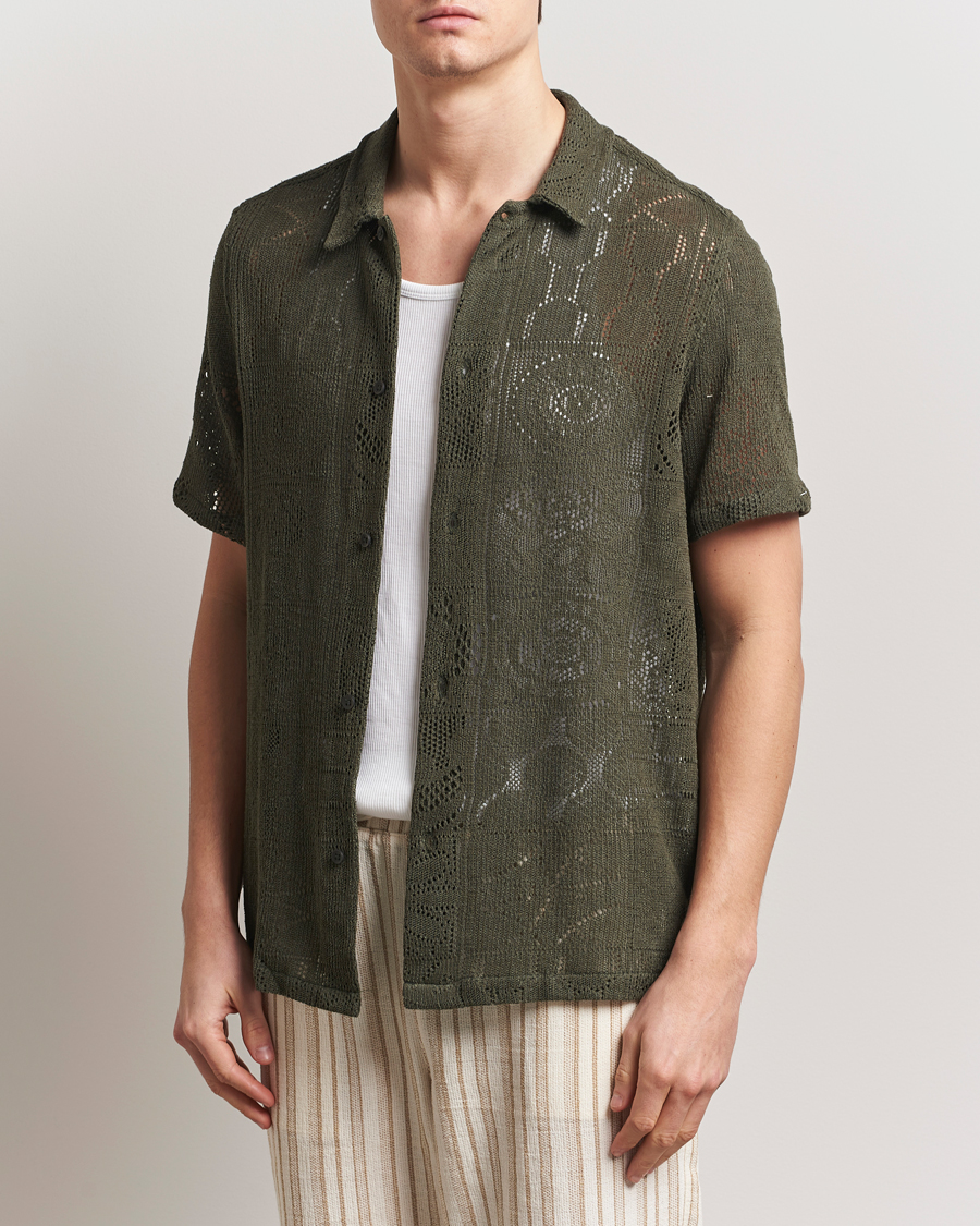 Men | Shirts | LES DEUX | Hector Lace Short Sleeve Shirt Green