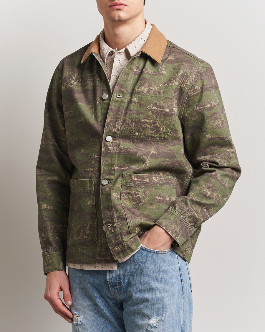 Men | Shirts | LES DEUX | Layton AOP Denim Overshirt Camo