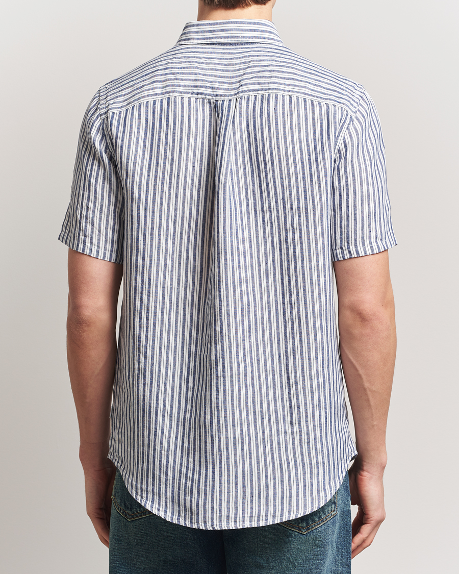 Men | Shirts | LES DEUX | Kris Linen Short Sleeve Shirt Ivory/Blueprint