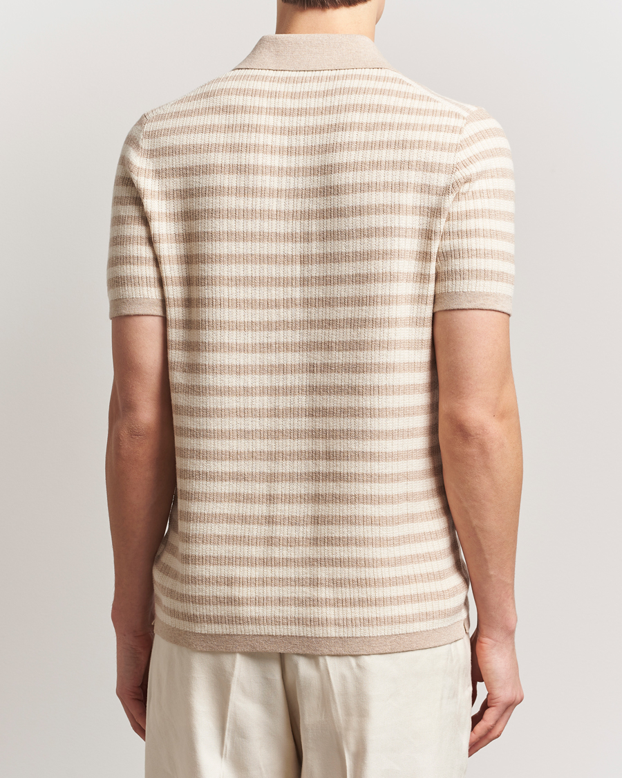 Men | Polo Shirts | Tiger of Sweden | Erros Knitted Striped Polo Practical Beige