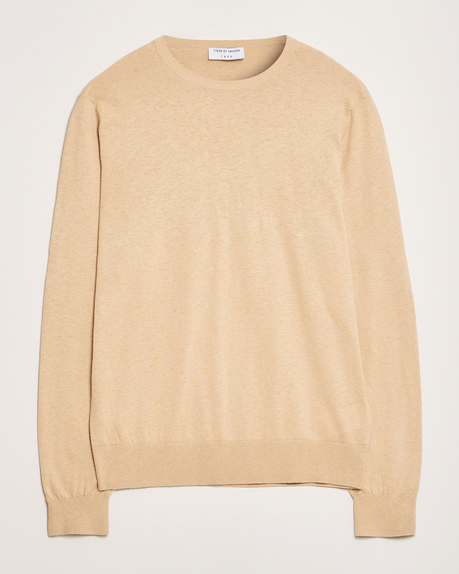 Men | Sweaters & Knitwear | Tiger of Sweden | Connor Linen/Cotton Sweater Practical Beige