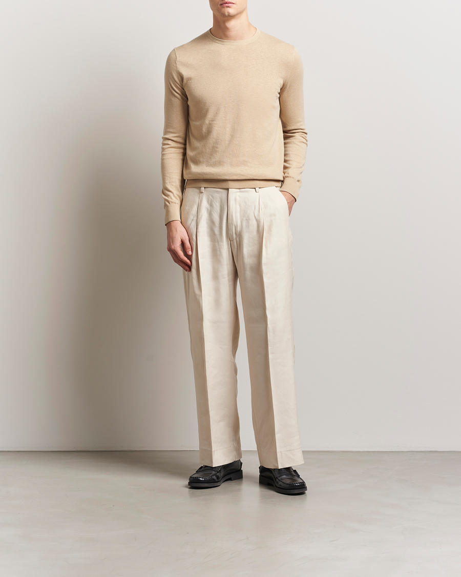 Men | Sweaters & Knitwear | Tiger of Sweden | Connor Linen/Cotton Sweater Practical Beige