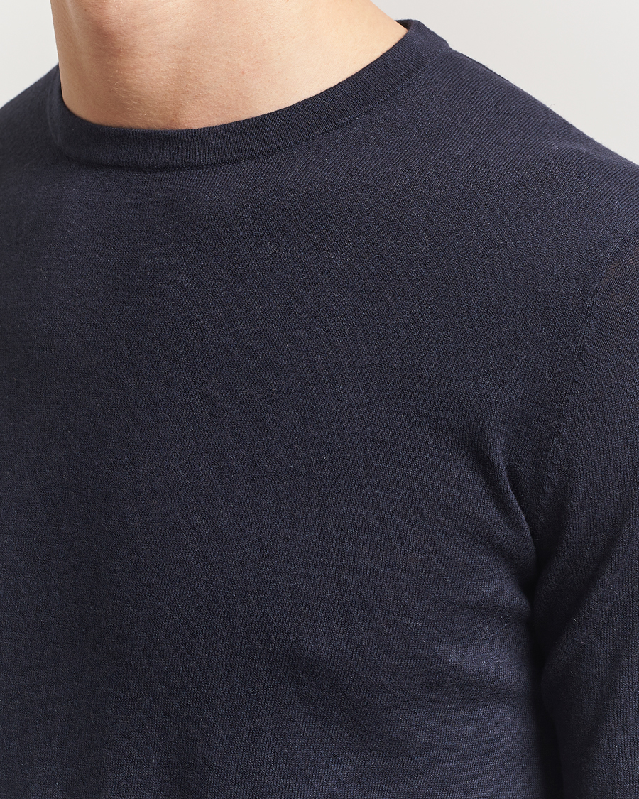 Men | Sweaters & Knitwear | Tiger of Sweden | Connor Linen/Cotton Sweater Light Ink
