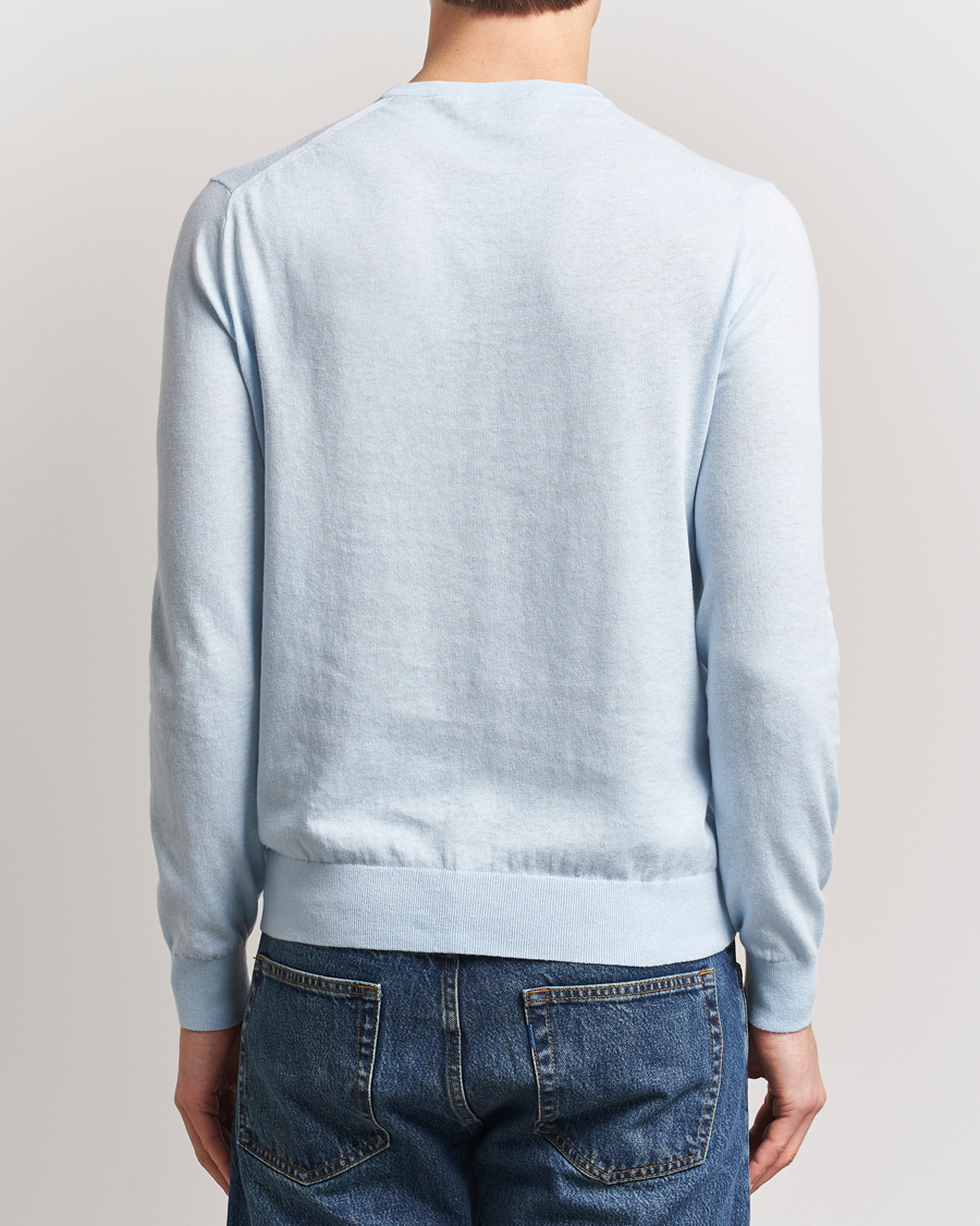 Men | Sweaters & Knitwear | Tiger of Sweden | Connor Linen/Cotton Sweater Light Blue