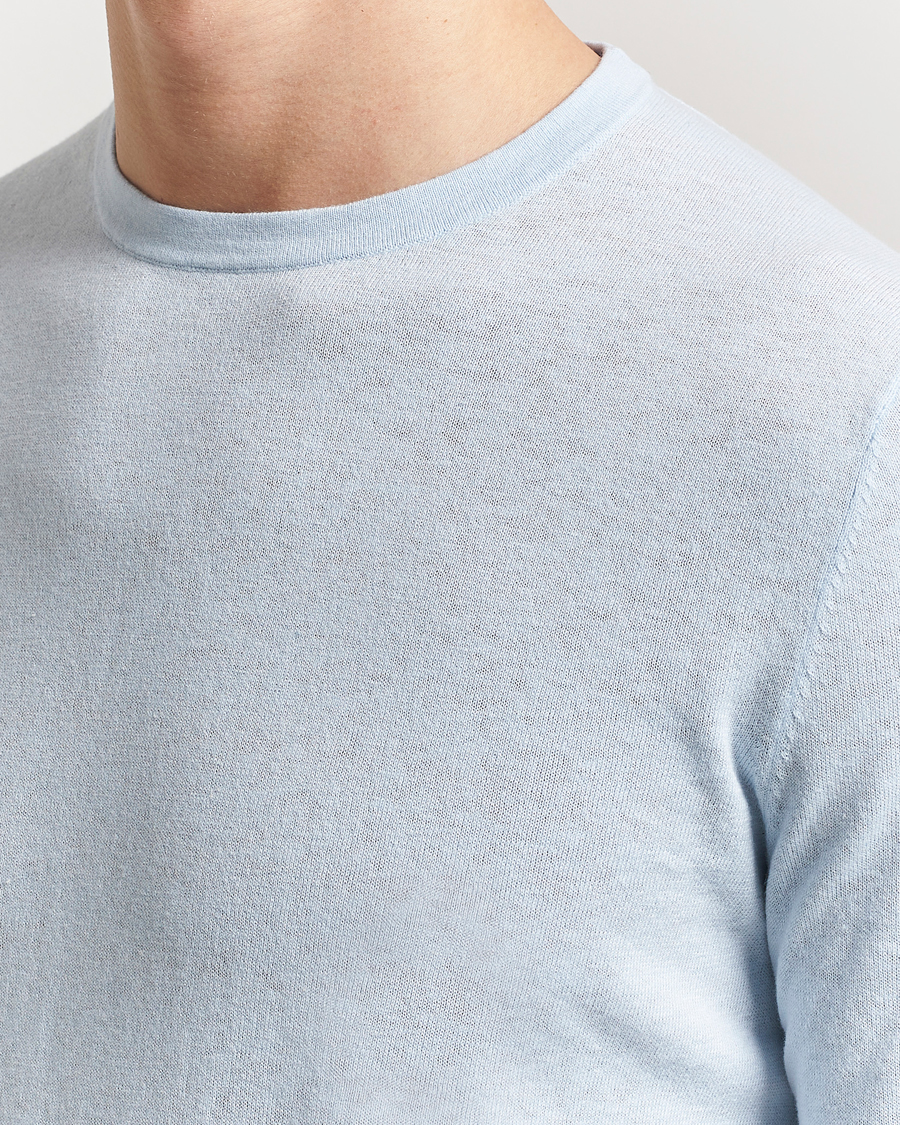 Men | Sweaters & Knitwear | Tiger of Sweden | Connor Linen/Cotton Sweater Light Blue