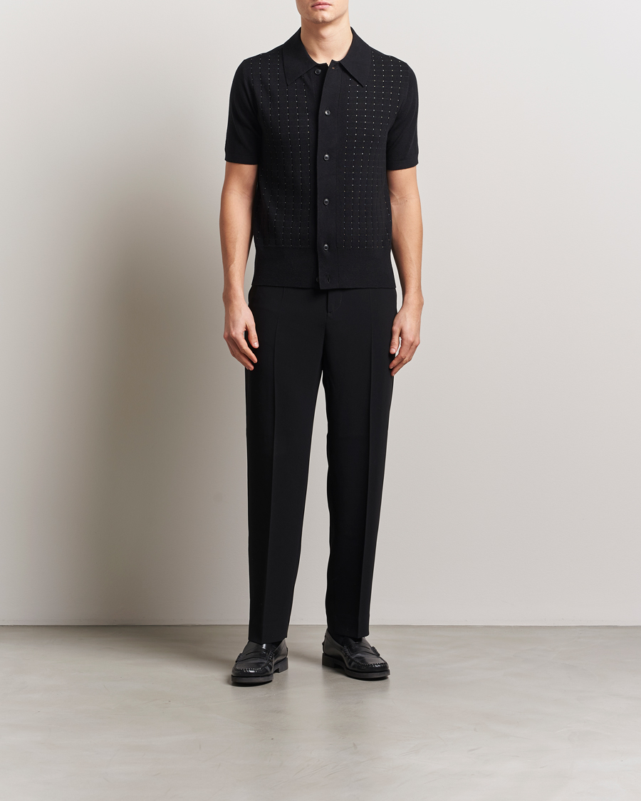 Men | Shirts | Tiger of Sweden | Araawen Knitted Short Sleeve Shirt Black
