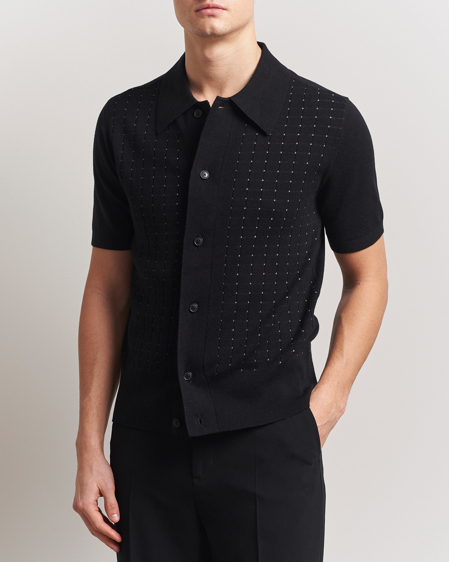 Men | Shirts | Tiger of Sweden | Araawen Knitted Short Sleeve Shirt Black