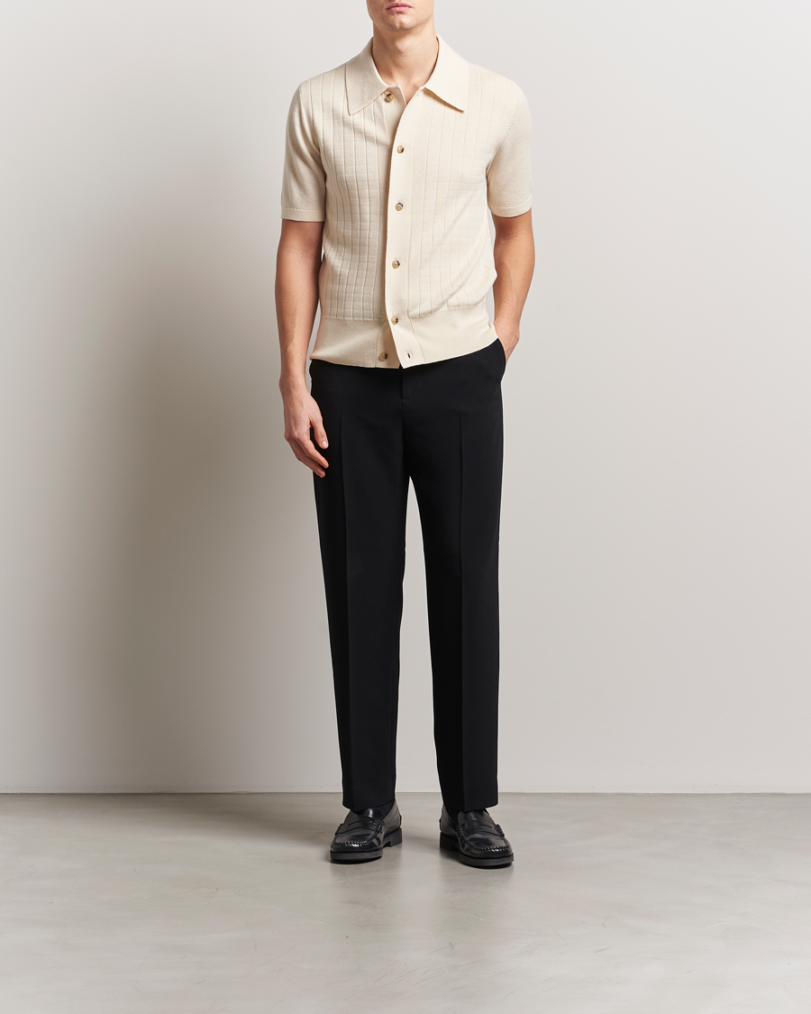 Men | Shirts | Tiger of Sweden | Araawen Knitted Short Sleeve Shirt Off White