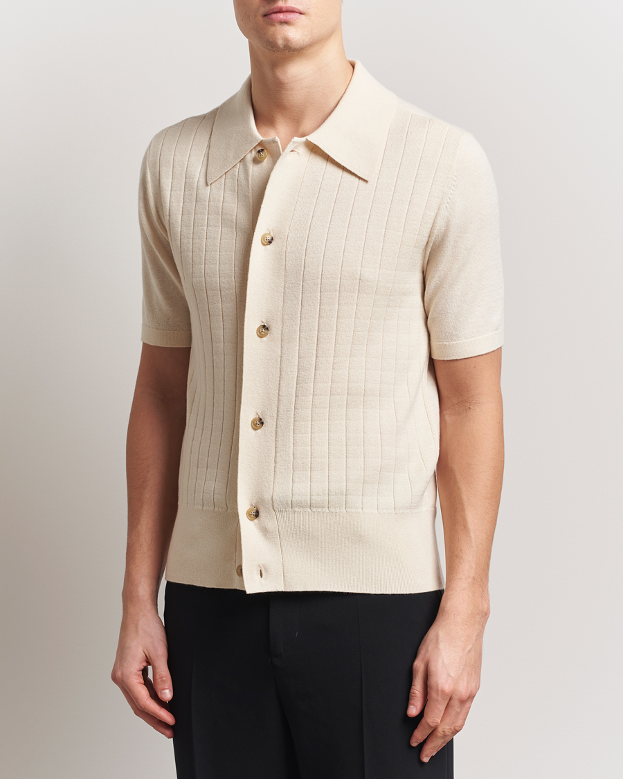 Men | Shirts | Tiger of Sweden | Araawen Knitted Short Sleeve Shirt Off White