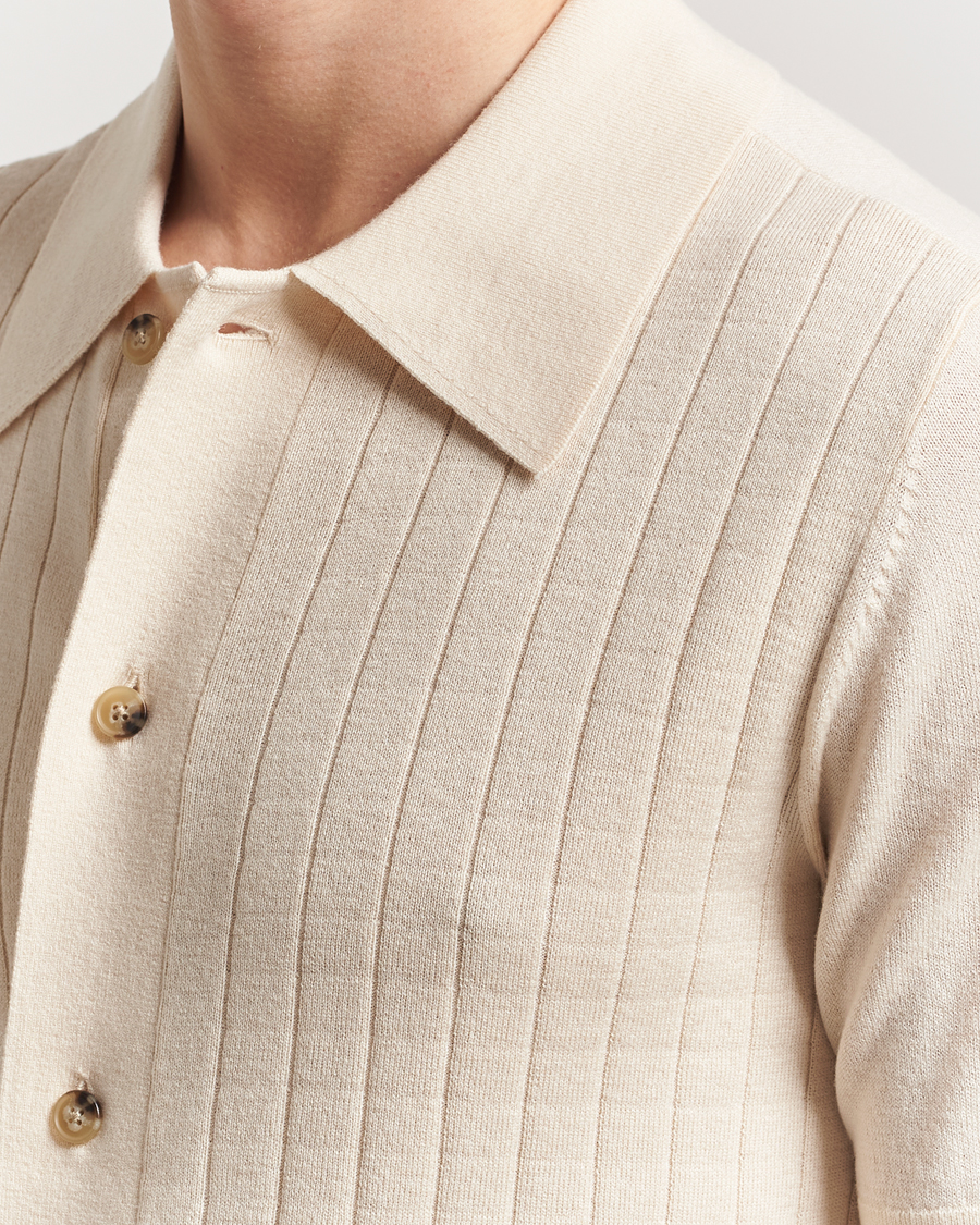 Men | Shirts | Tiger of Sweden | Araawen Knitted Short Sleeve Shirt Off White