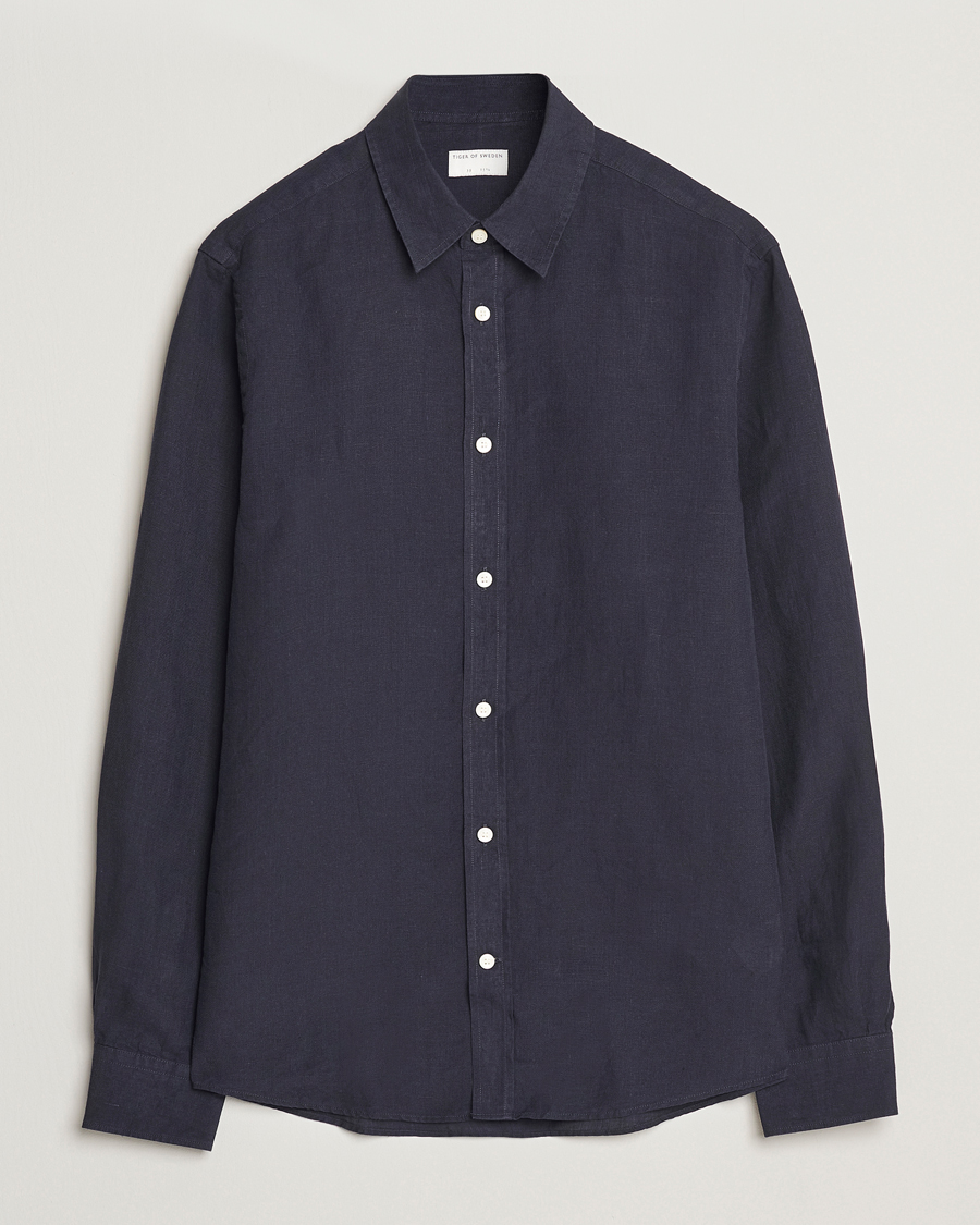 Men | Shirts | Tiger of Sweden | Spenser Linen Shirt Midnight Blue