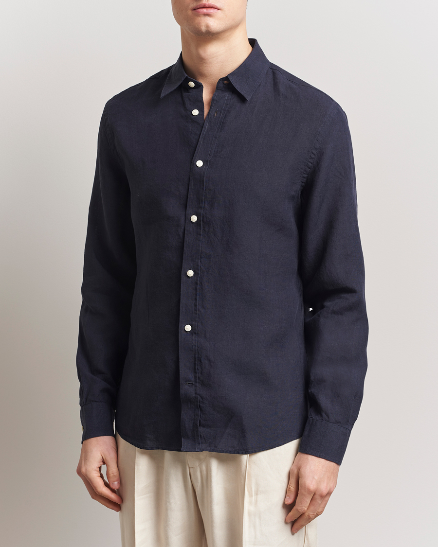 Men | Shirts | Tiger of Sweden | Spenser Linen Shirt Midnight Blue