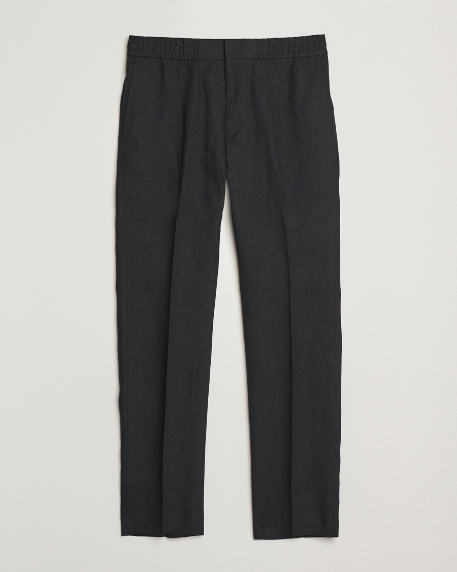 Men | Trousers | Tiger of Sweden | Tannen Linen Drawstring Trousers Black
