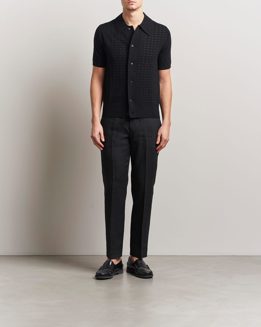 Men | Trousers | Tiger of Sweden | Tannen Linen Drawstring Trousers Black