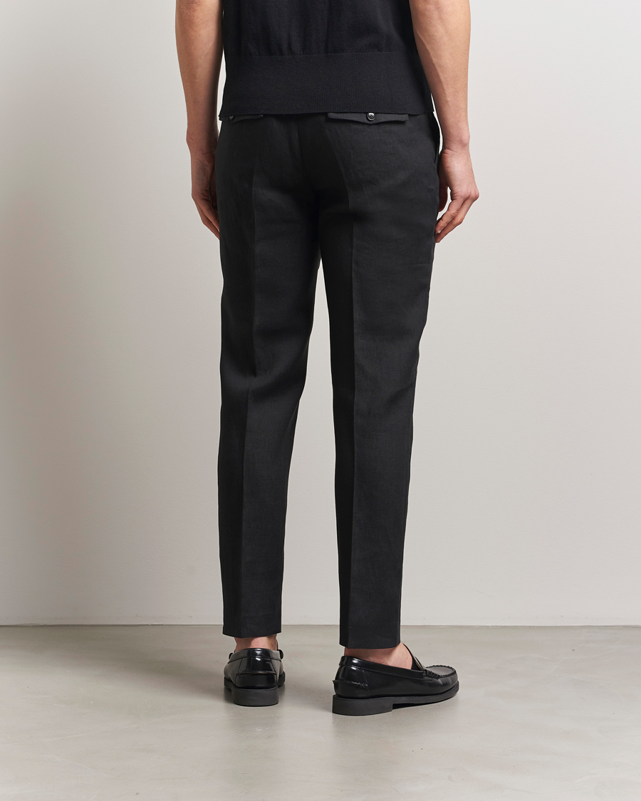 Men | Trousers | Tiger of Sweden | Tannen Linen Drawstring Trousers Black