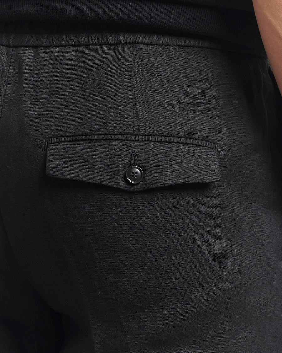 Men | Trousers | Tiger of Sweden | Tannen Linen Drawstring Trousers Black