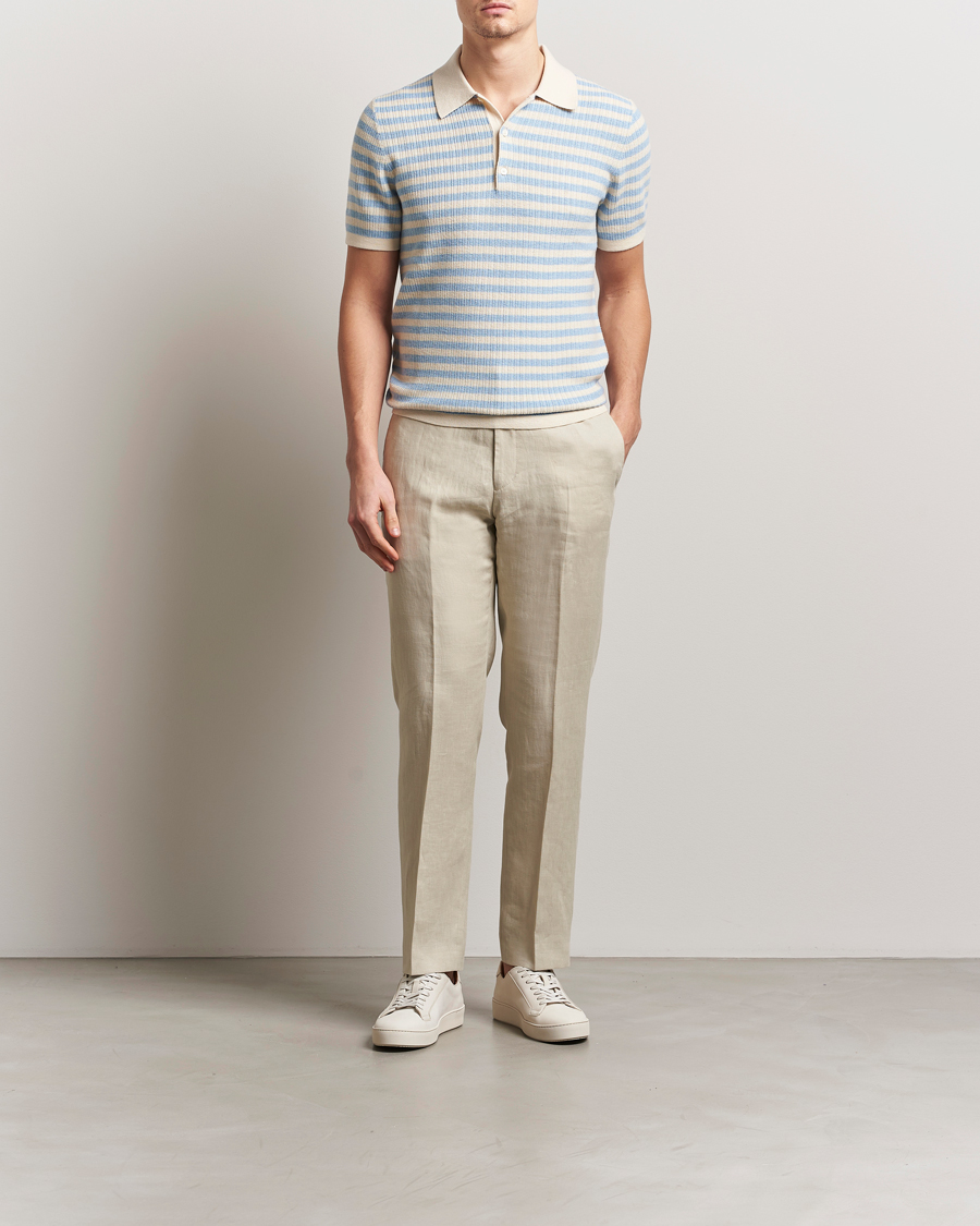 Men | Trousers | Tiger of Sweden | Tannen Linen Drawstring Trousers Cream Sand