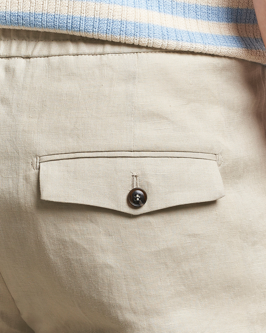 Men | Trousers | Tiger of Sweden | Tannen Linen Drawstring Trousers Cream Sand