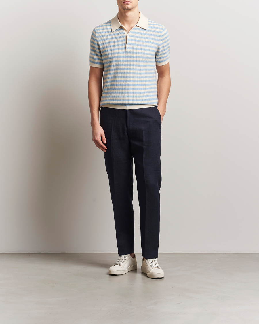 Men | Trousers | Tiger of Sweden | Tannen Linen Drawstring Trousers Midnight Blue