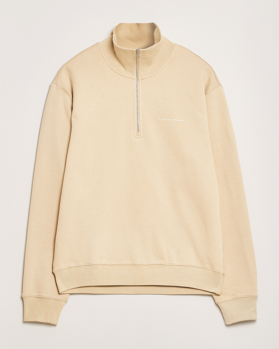 Men | Sweaters & Knitwear | Tiger of Sweden | Marlon Half Zip Sweatshirt Practical Beige