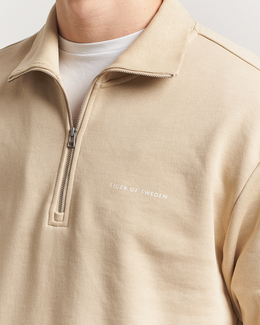 Men | Sweaters & Knitwear | Tiger of Sweden | Marlon Half Zip Sweatshirt Practical Beige