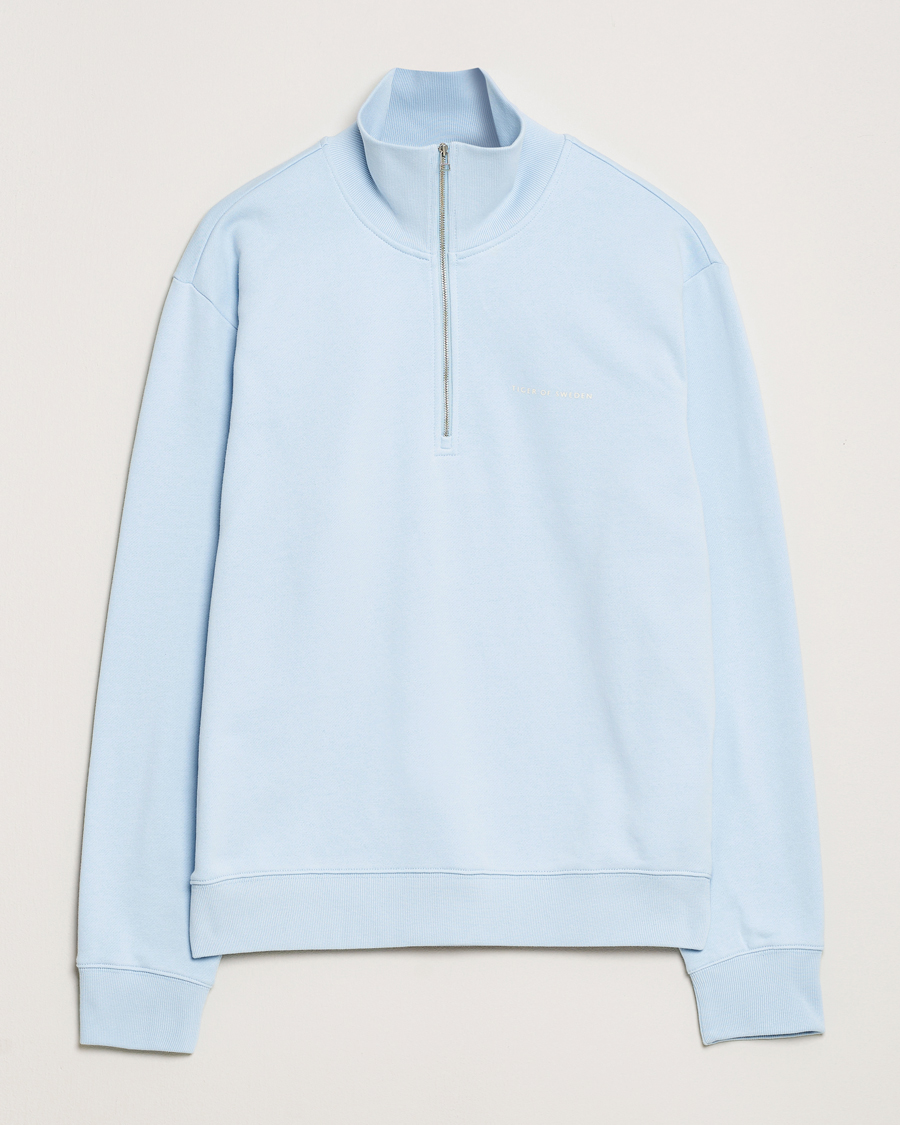 Men | Sweaters & Knitwear | Tiger of Sweden | Marlon Half Zip Sweatshirt Light Blue