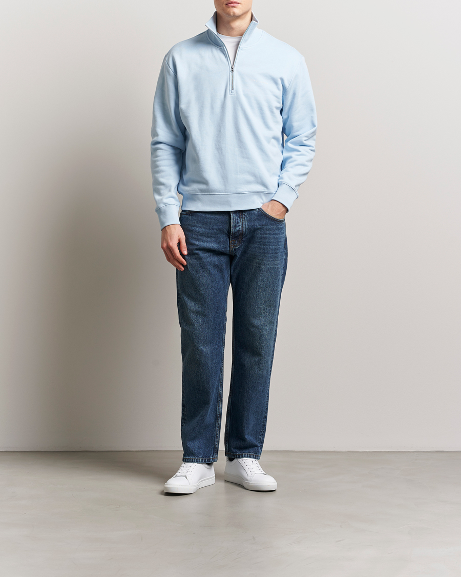 Men | Sweaters & Knitwear | Tiger of Sweden | Marlon Half Zip Sweatshirt Light Blue