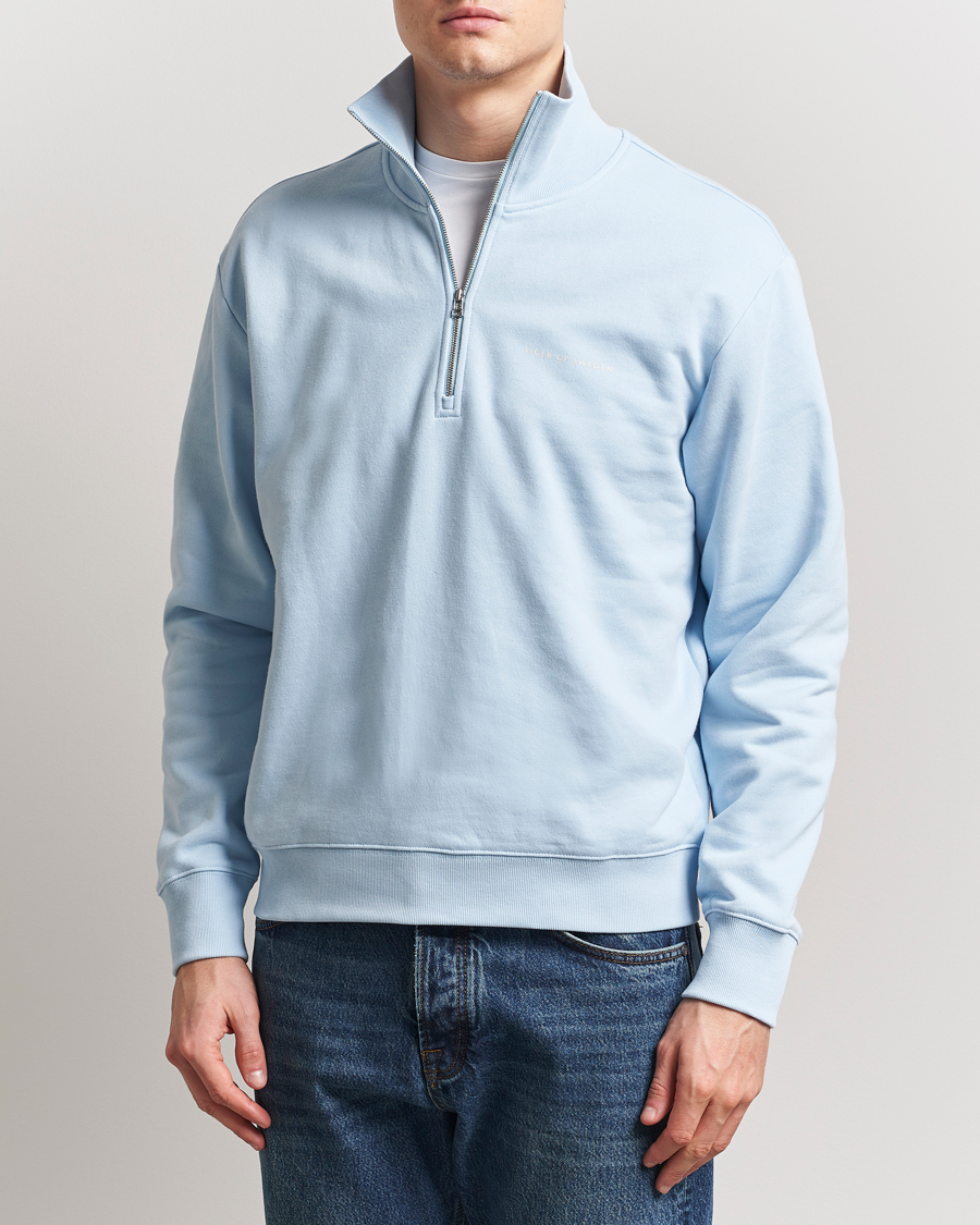 Men | Sweaters & Knitwear | Tiger of Sweden | Marlon Half Zip Sweatshirt Light Blue