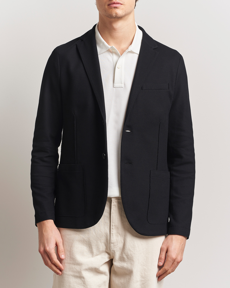 Men | Blazers | Harris Wharf London | Loro Piana Honey Comb Blazer Black