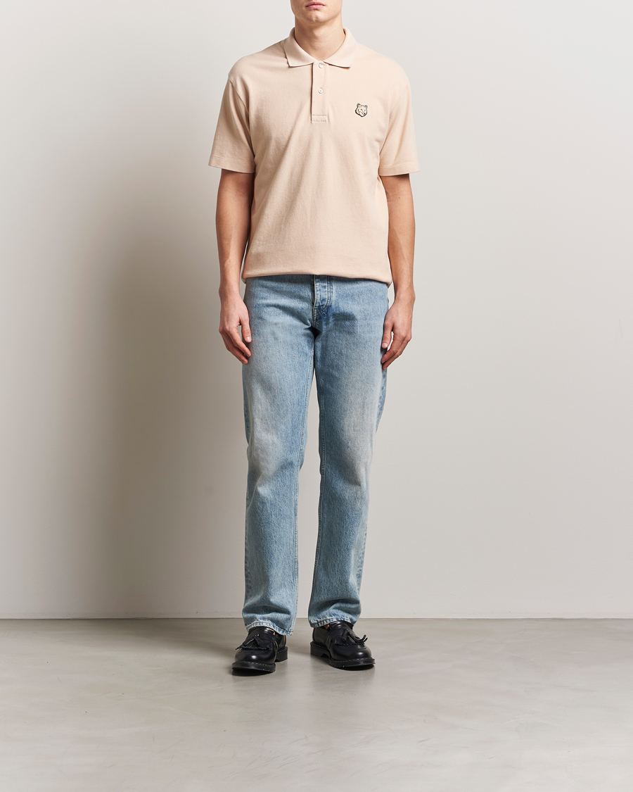 Men | Polo Shirts | Maison Kitsuné | Tonal Fox Head Polo Smoke Beige