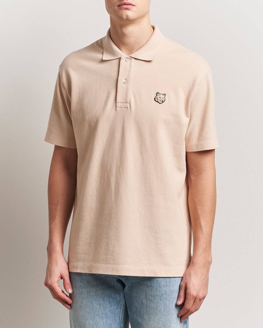 Men | Polo Shirts | Maison Kitsuné | Tonal Fox Head Polo Smoke Beige