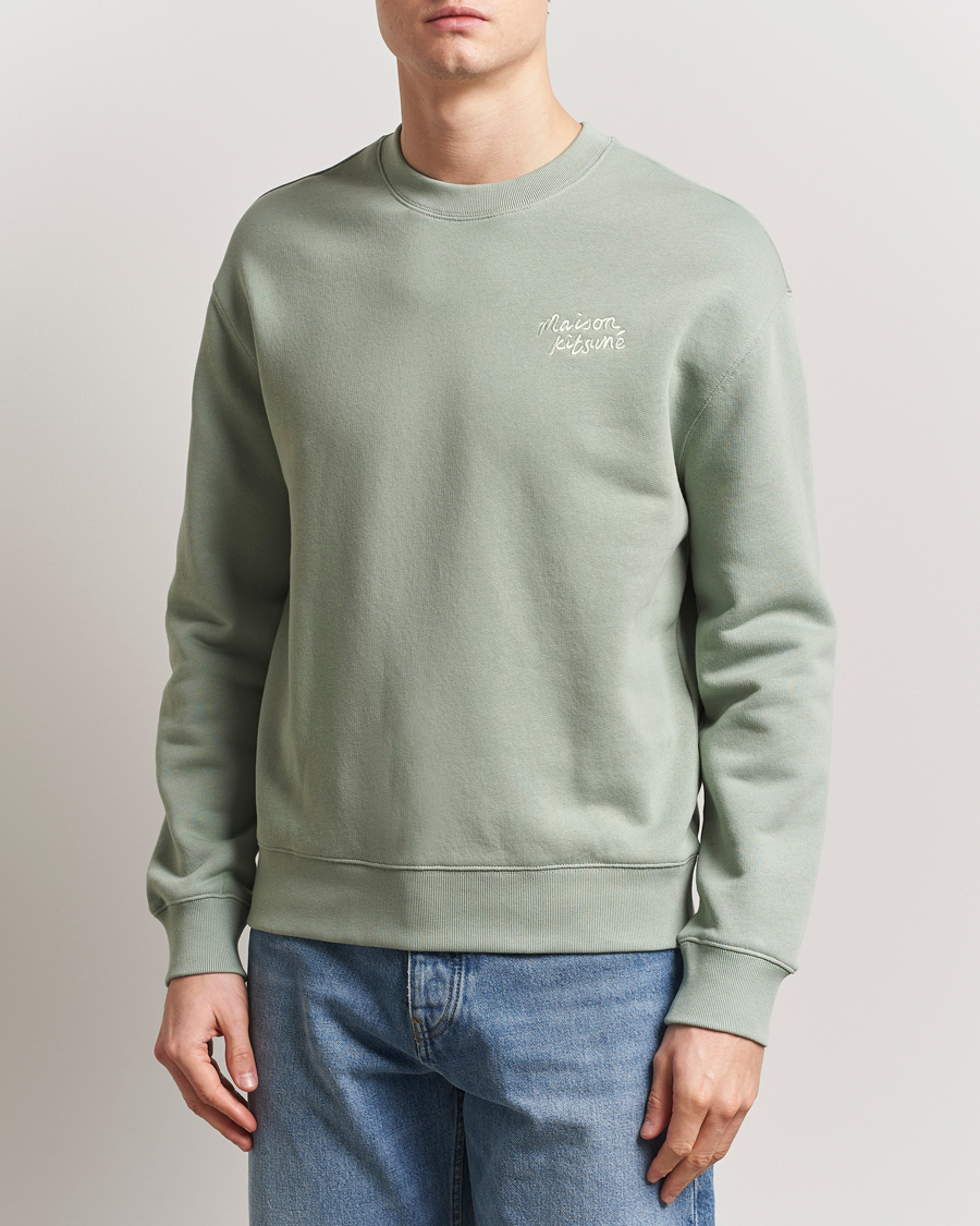 Men | Sweaters & Knitwear | Maison Kitsuné | Handwriting Sweatshirt Vert De Gris
