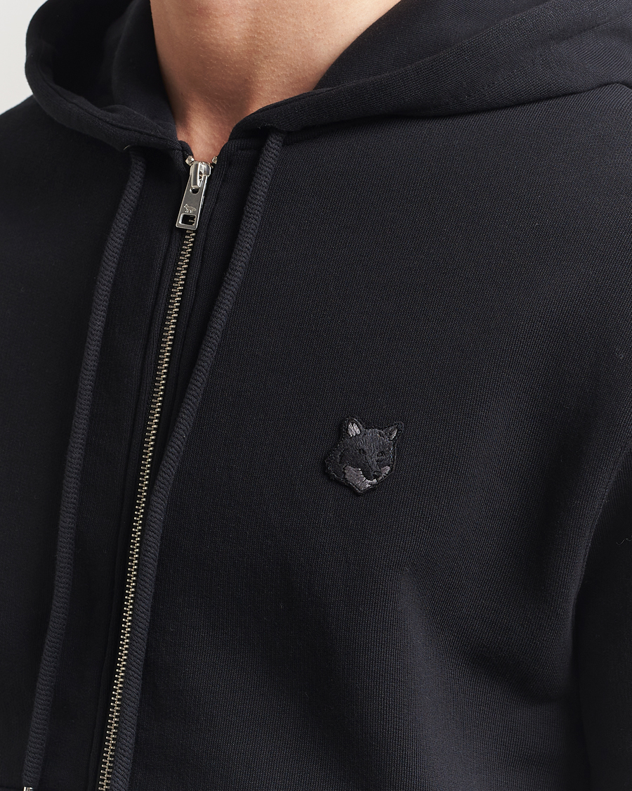Men | Sweaters & Knitwear | Maison Kitsuné | Tonal Fox Head Full Zip Hoodie Black