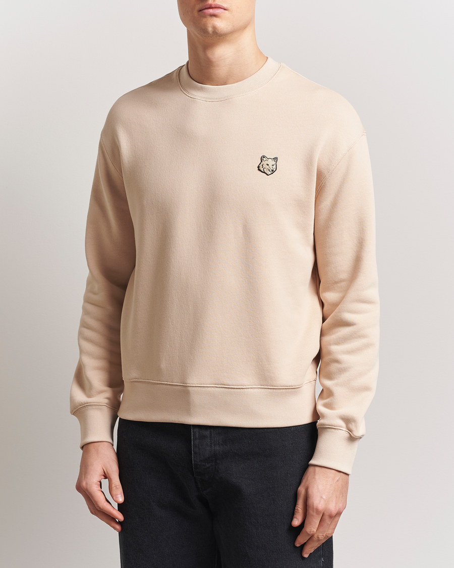 Men | Sweaters & Knitwear | Maison Kitsuné | Tonal Fox Head Sweatshirt Smoke Beige
