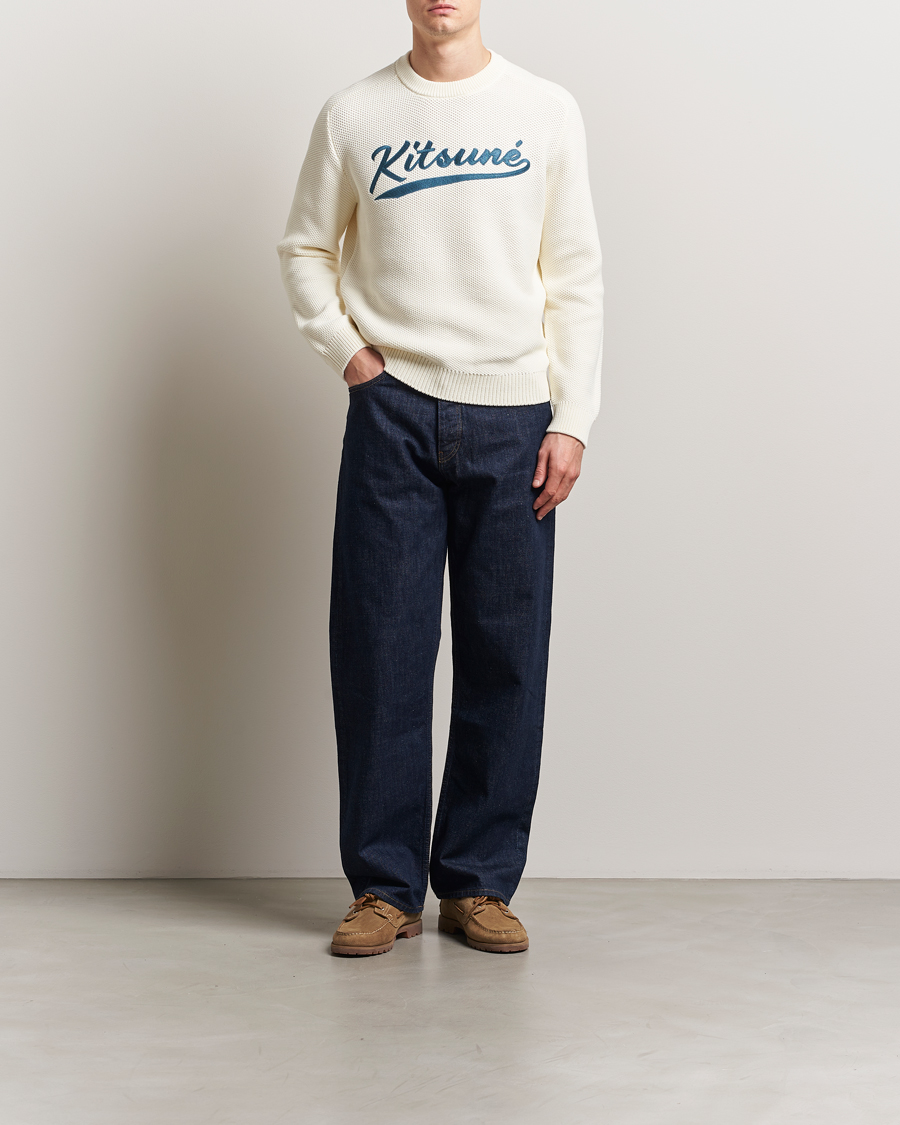 Men | Sweaters & Knitwear | Maison Kitsuné | Varsity Embroidered Sweater Milk
