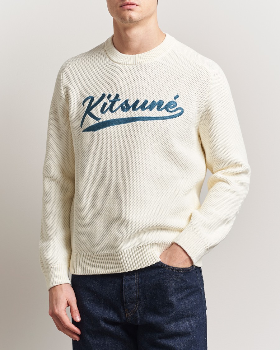 Men | Sweaters & Knitwear | Maison Kitsuné | Varsity Embroidered Sweater Milk