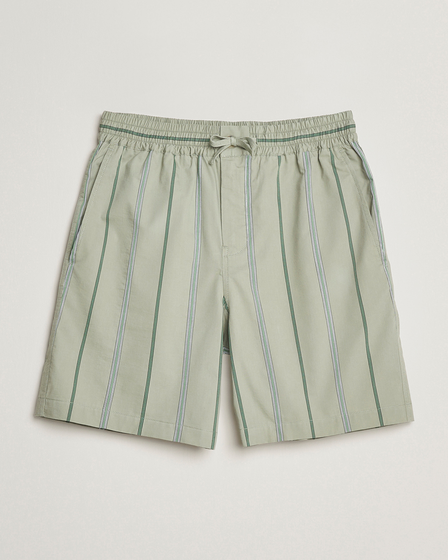 Men | Shorts | Maison Kitsuné | Resort Striped Drawstring Shorts Vert De Gris