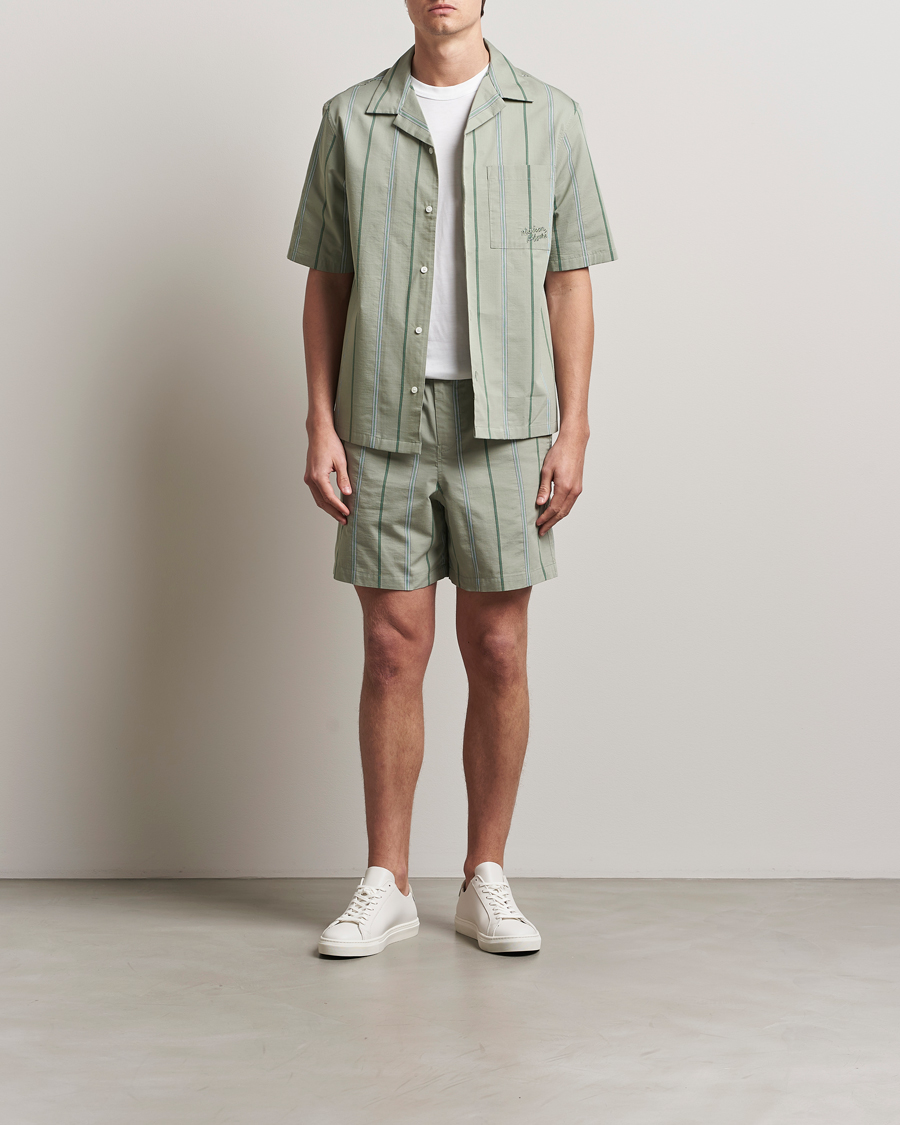 Men | Shorts | Maison Kitsuné | Resort Striped Drawstring Shorts Vert De Gris