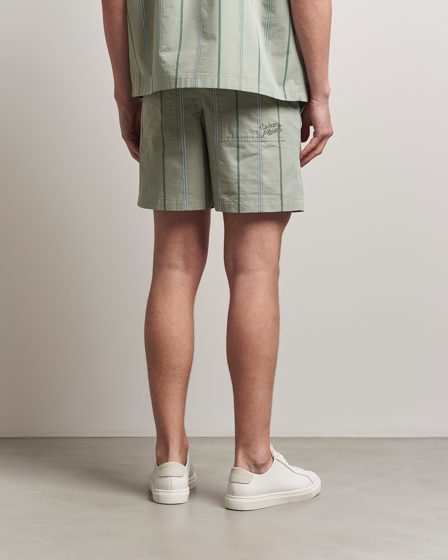 Men | Shorts | Maison Kitsuné | Resort Striped Drawstring Shorts Vert De Gris